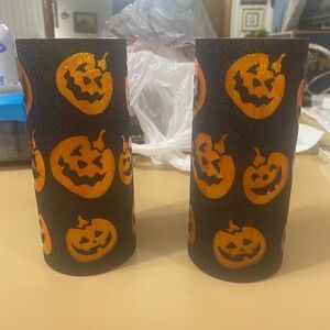 Festive Pumpkin Battery Operated Candles- Black and Orange
